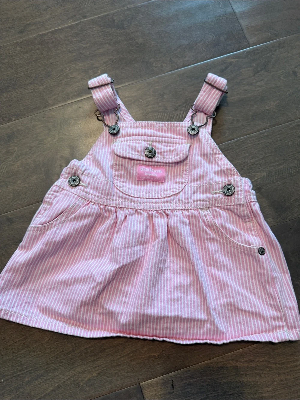 OshKosh B'gosh Pink White Striped Girl's Overall Skirt